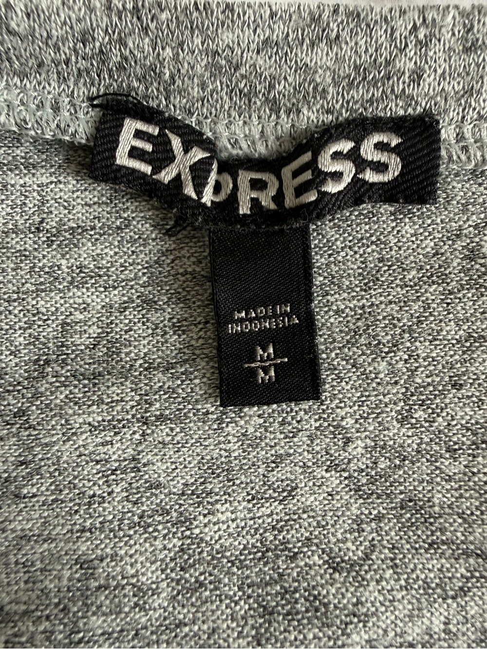 Express Sleeveless Bodycon Dress Heather Gray Ruched Fringe Side Midi M - Picture 5 of 8